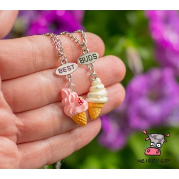 Кулон для друзей "Best Buds. Мороженое цветное рожок". Цена за набор 